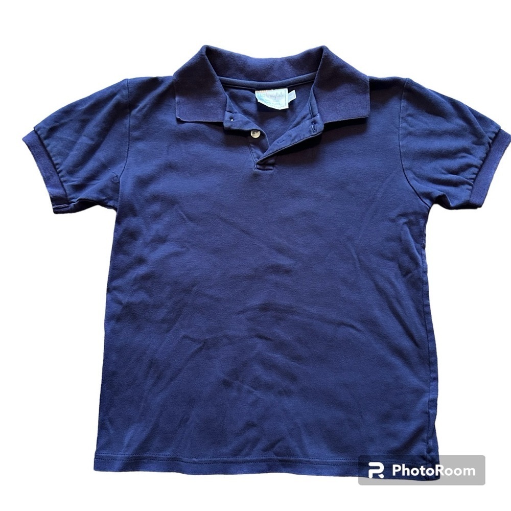 Little English Boys Size 8 Navy Blue Polo Shirt 100% Cotton Casual Comfortable